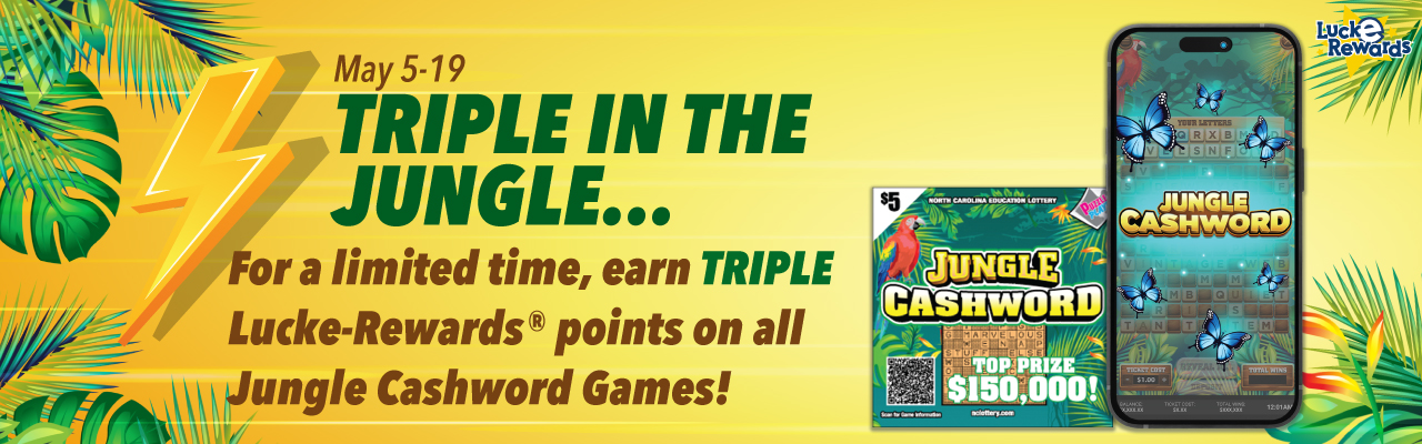 Triple Lucke Rewards Points for Jungle Cashword