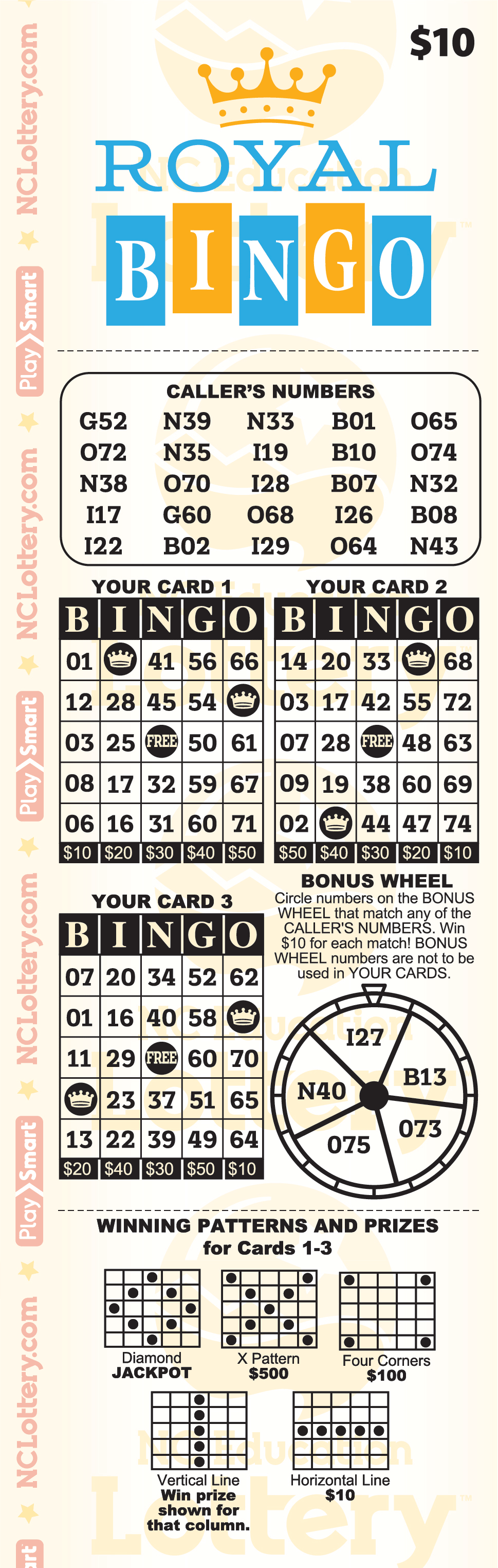 Game logo: Royal Bingo, Price: $10