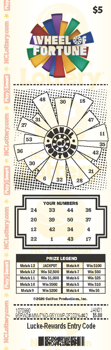 Game logo: Wheel of Fortune, Price: $5