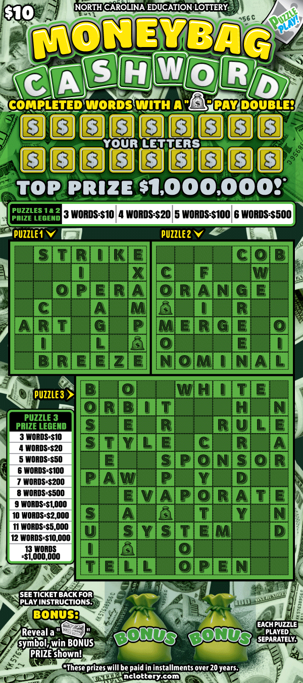 Scratch-Off - Moneybag Cashword | NC Lottery