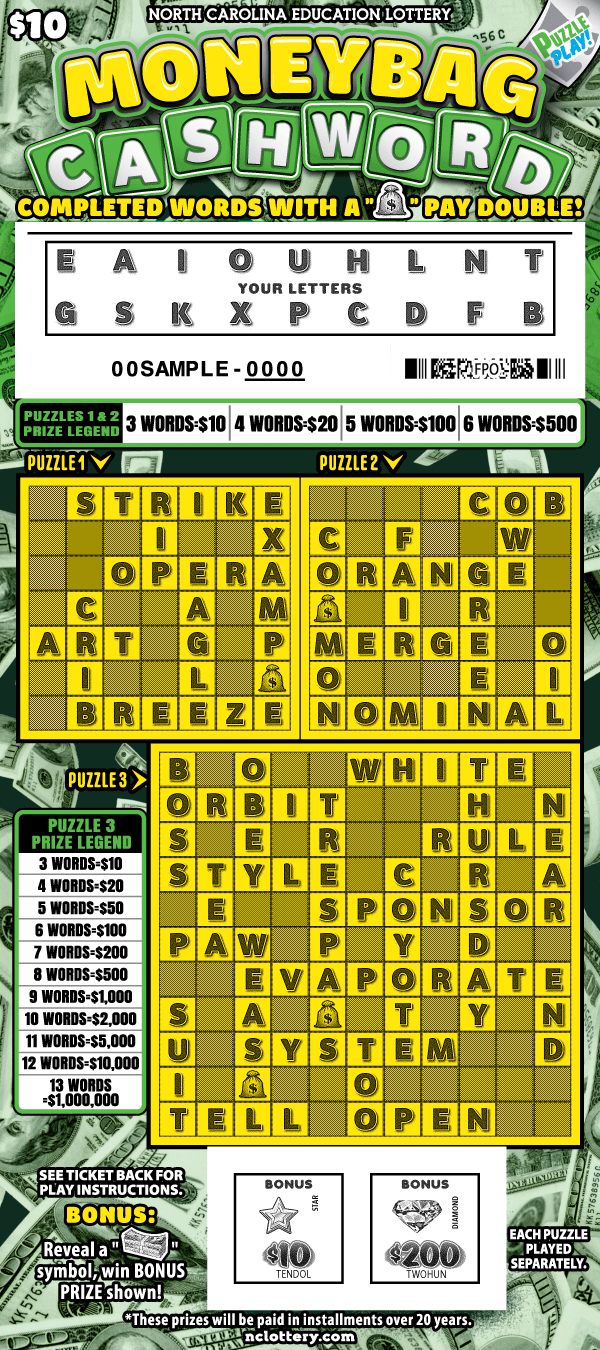 Scratch-Off - Moneybag Cashword | NC Lottery