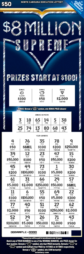 Scratch-Off - $8 Million Supreme | NC Lottery
